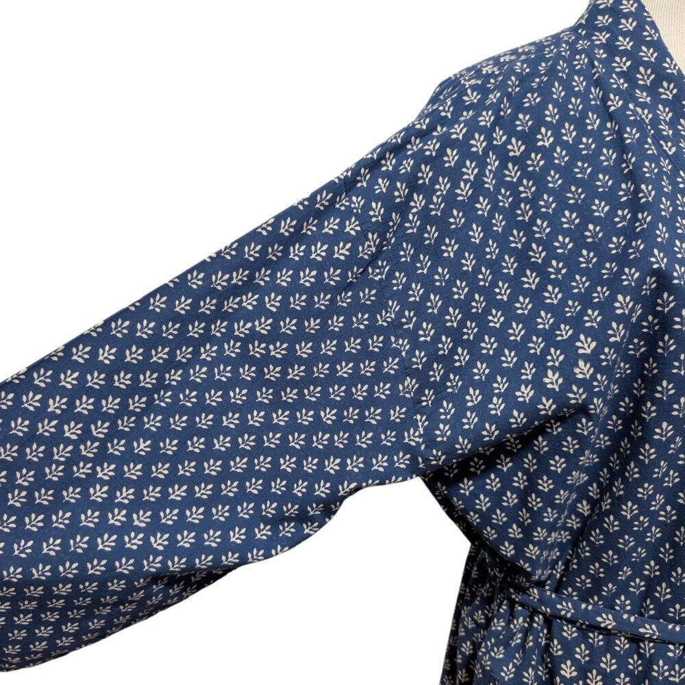Kerry Cassill Womens Size P/S Blue Botanical Floral 100% Cotton Tie Kimono Robe - Picture 6 of 11